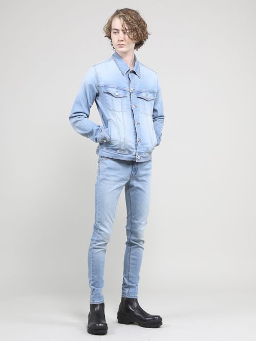 スーパーハイパワーデニム ビンテージアイスブリーチデニムジャケット - Vintage Blue Denim Jacket - SAXE