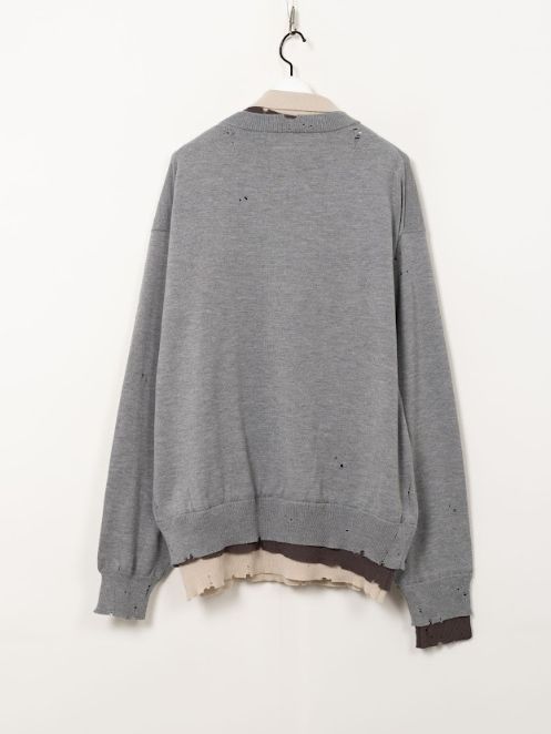 トリプルレイヤードニットプルオーバー - TRIPLE LAYRED KT PO (GREY)