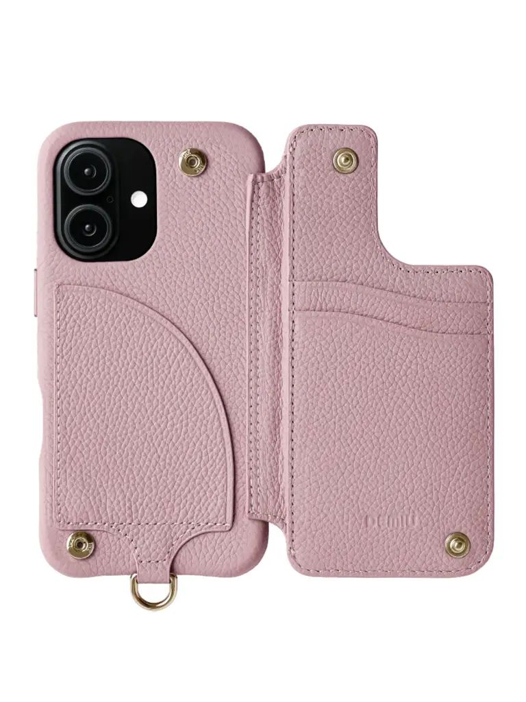 【BALLON CINQ】 手帳型 レザーケース iPhone 14～17シリーズ対応 (ライラック）
