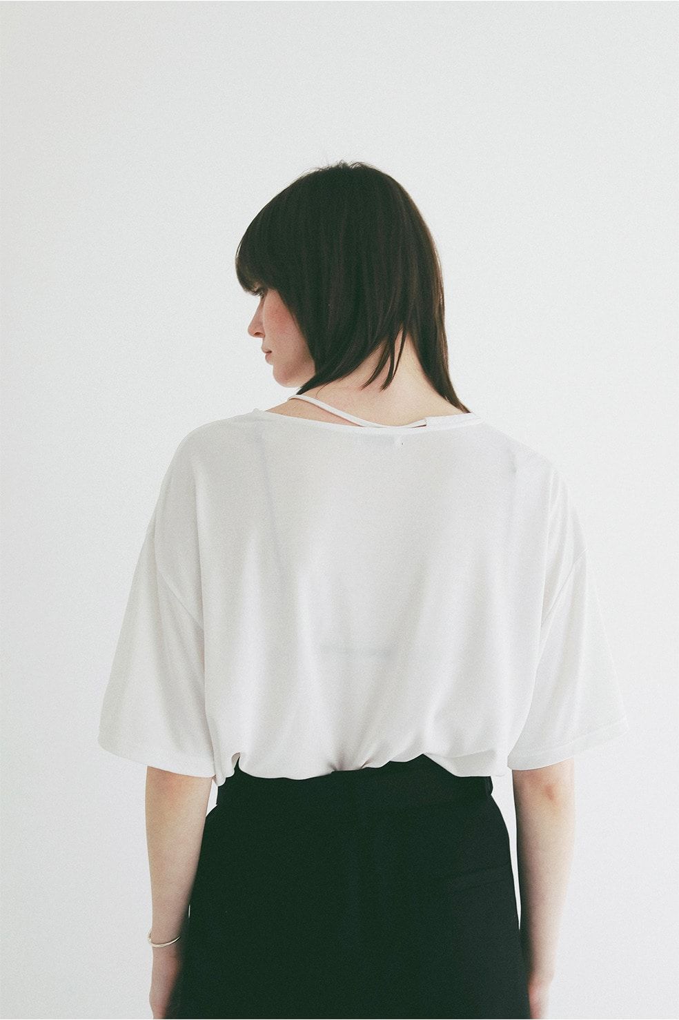 コードカットソー - DROOP THIN CODE SOFT TOPS (WHITE)