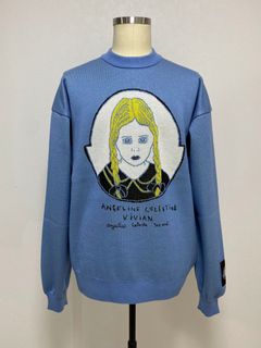"Pullover Knit Angeline Celistine ViVian KIDILL × Henry Darger Collaboration" BLUE
