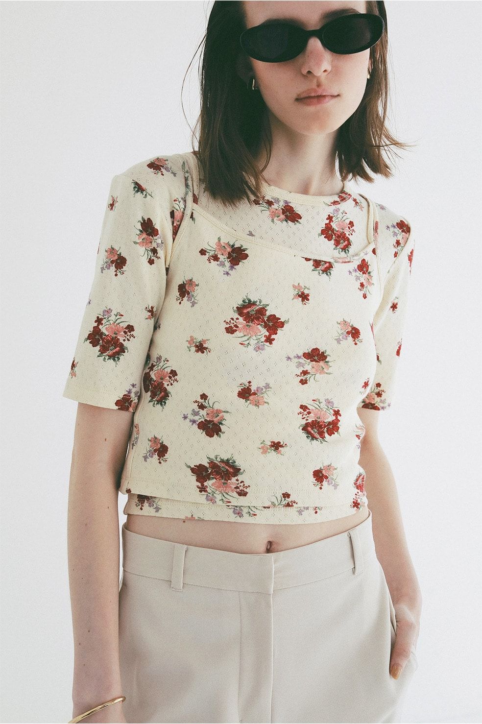 マルチウェイキャミソール - MANY WAY FLOWER CAMI TOPS (RED)