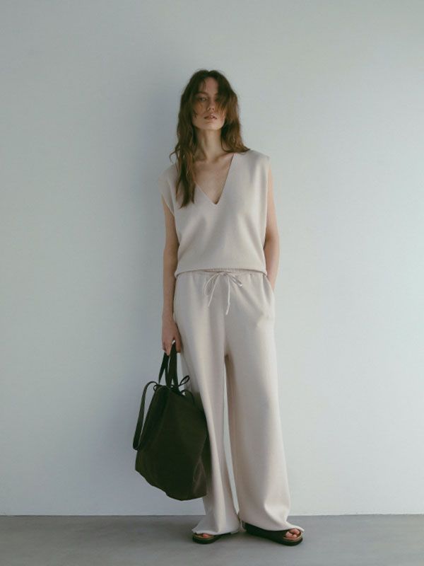 コットンシルクスリーブレスニットプルオーバー - IVORY