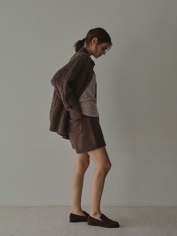 ローゲージニットショートパンツ (BROWN)