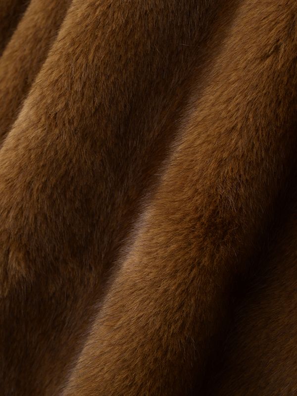 フェイクファーショールカラーフードコート -  BROWN