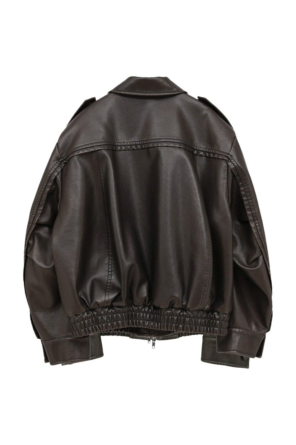 バルキーラインシングルレザージャケット - BULKY LINE SINGLE LEATHER JACKET (BROWN)