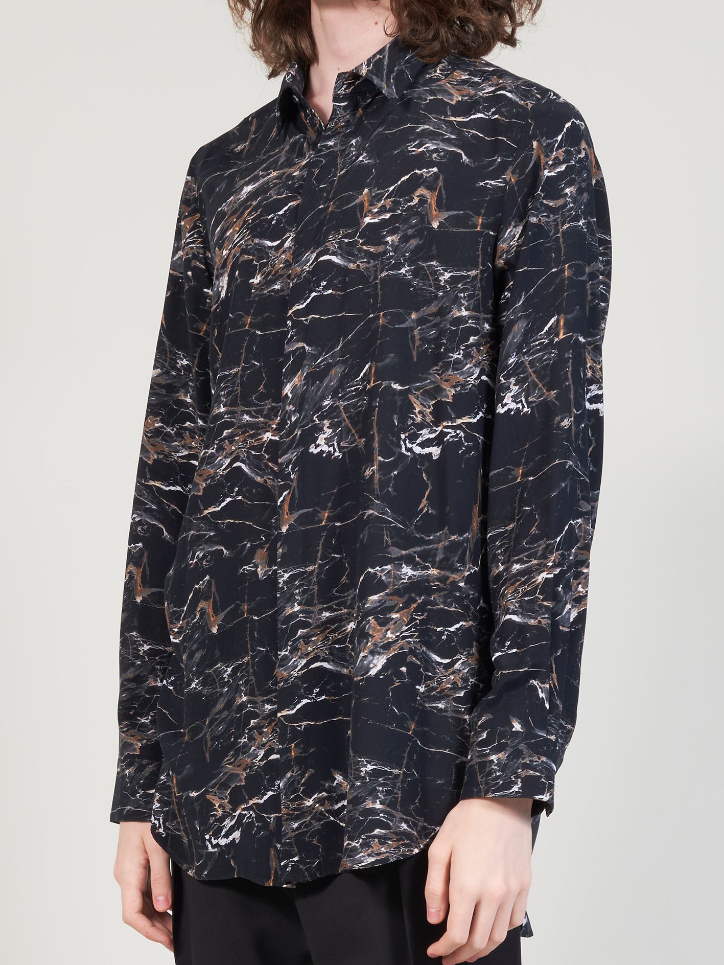 Visファイユマーブルプリント レギュラーシャツ - Regular Shirt - BLACK MARBLE