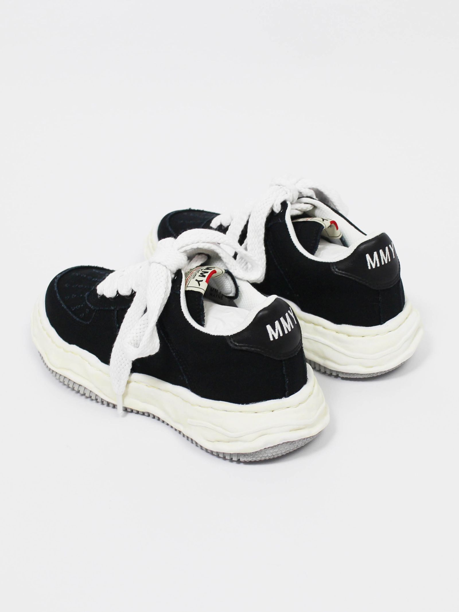 "WAYNE" OG Sole CANVAS LEATHER Low-top Sneake - BLACK