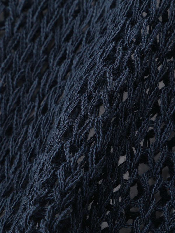 フィッシュネットVネックニットプルオーバー - NAVY