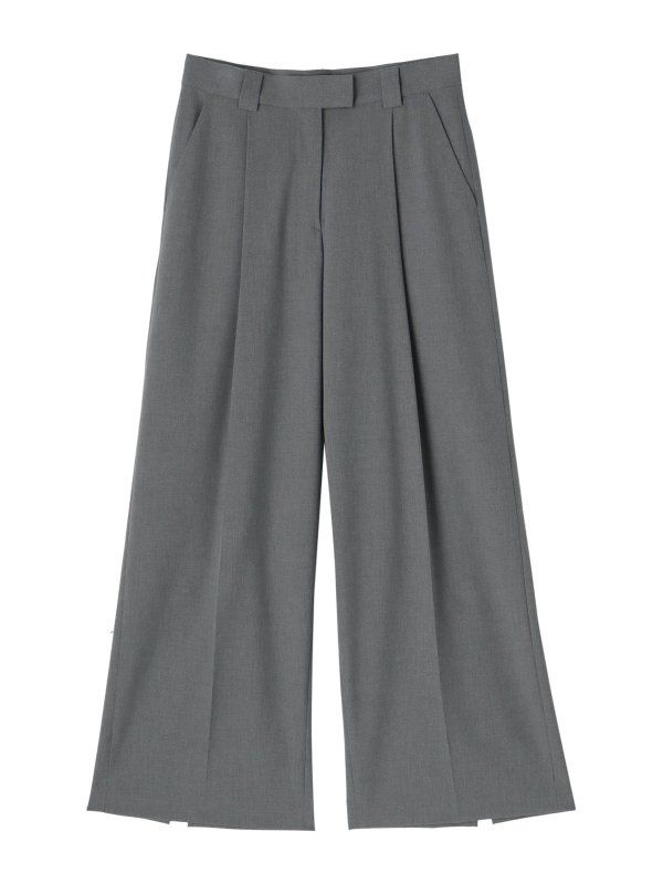 セミワイドタックスリットパンツ - GREY