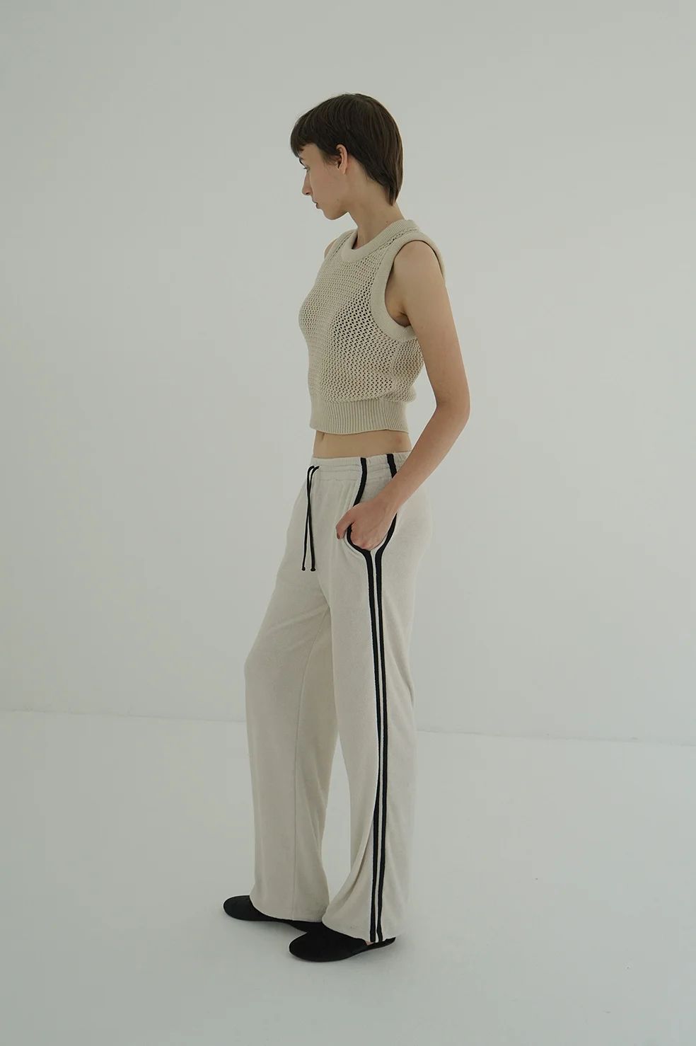 CLANE - メッシュトップス - 3D RIB MESH KNIT TOPS - IVORY