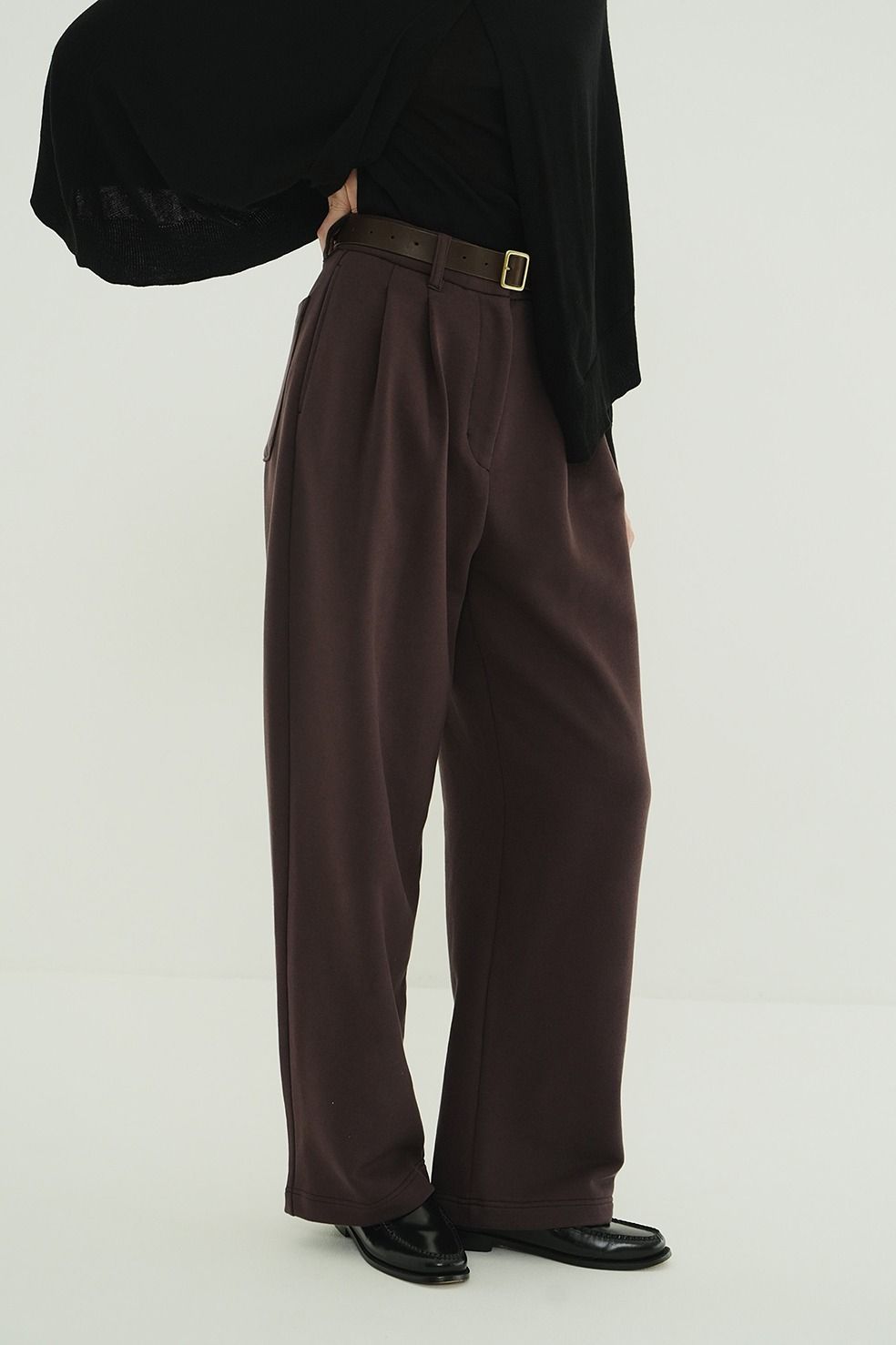 2タックスウェットパンツ - TWO TUCK SWEAT PANTS (BROWN)