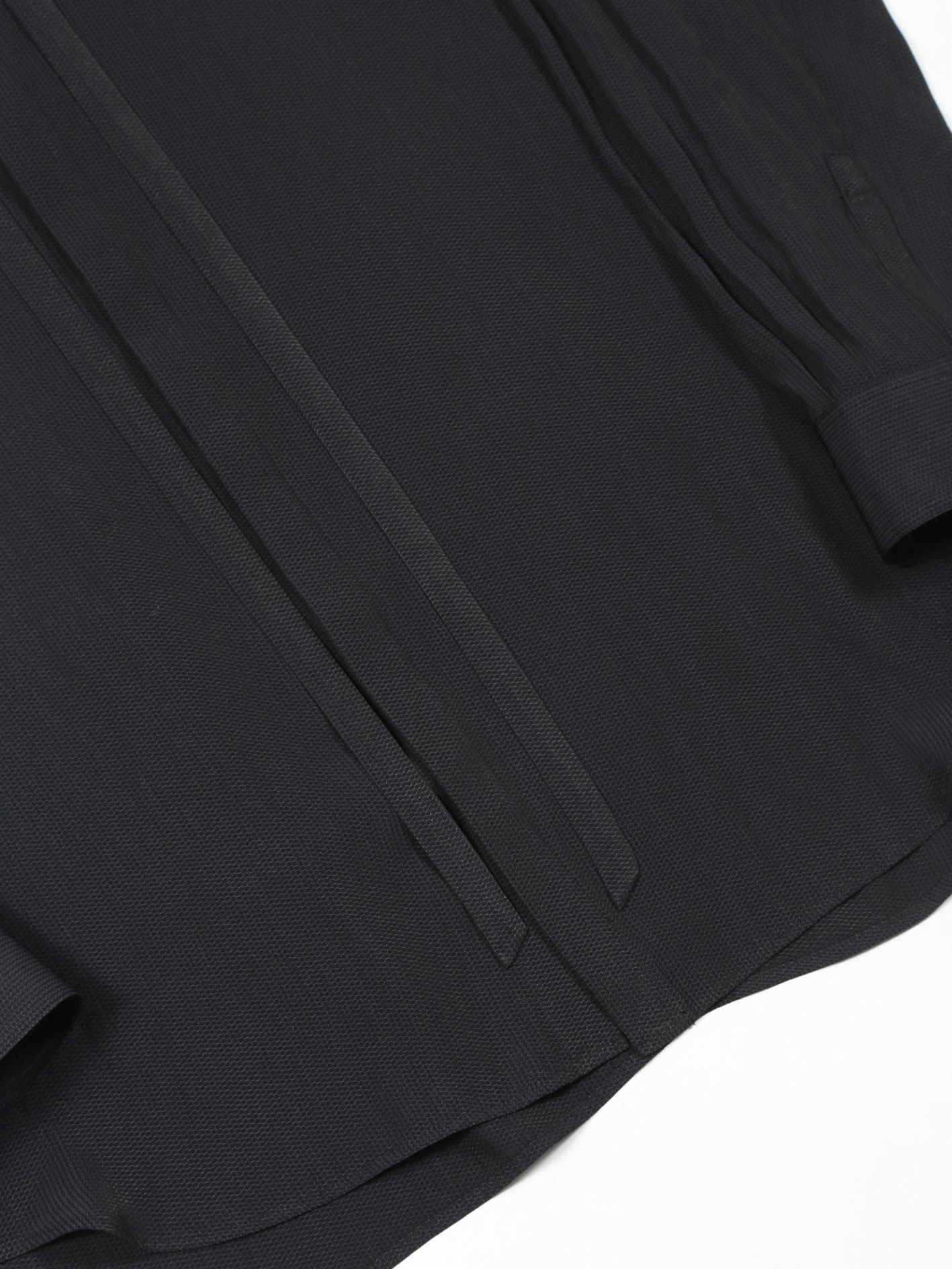ジャガードリボンシャツ - Regular Fly Front Shirt with Ribbon - BLACK