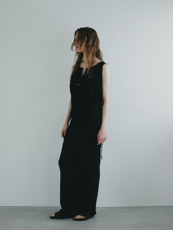 ヘンリーネックエアリータンクトップ  BLACK