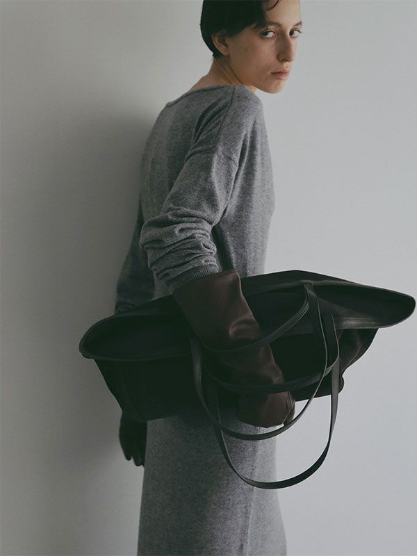 ドレープネックニットワンピース-GREY
