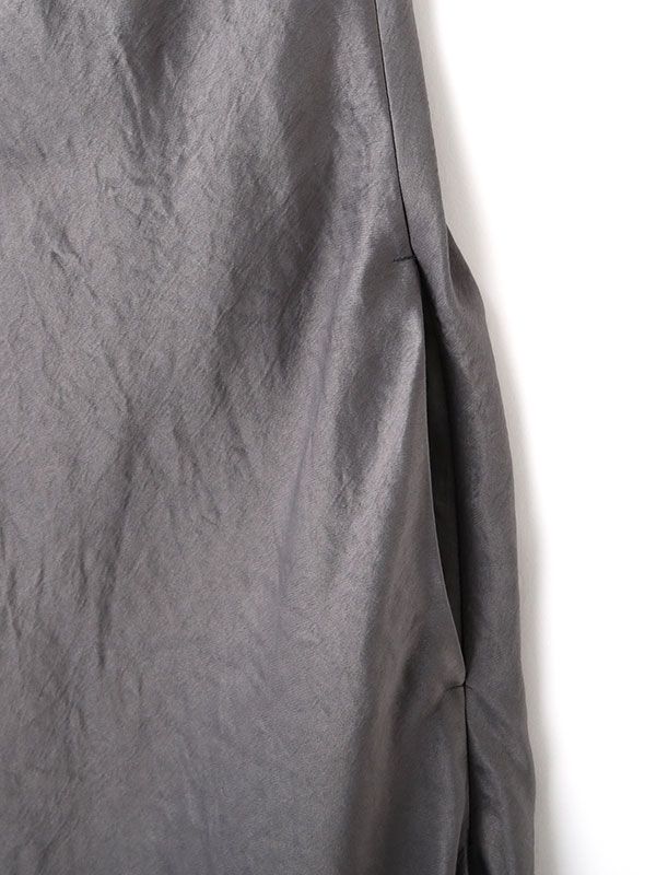 オーバル ネックオフ サテンワンピース - GREY