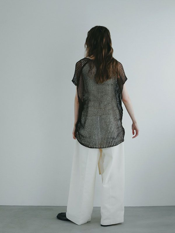 フィッシュネットスリーブレスニットプルオーバー - BROWN
