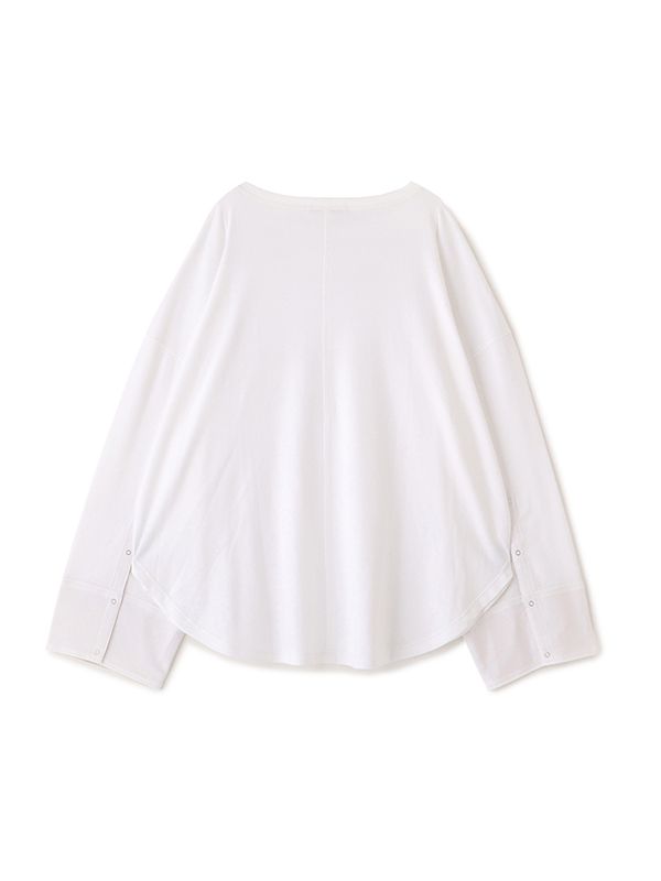 ボートネックカフスロンTee  (WHITE）