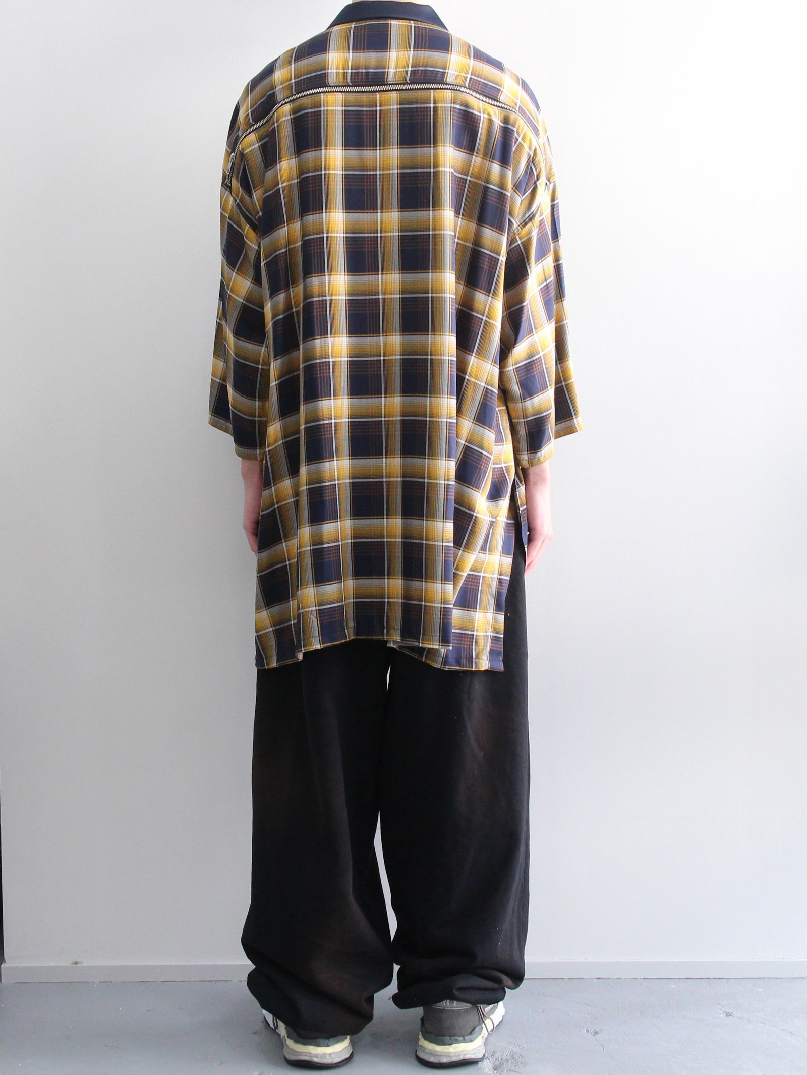 KIDILL - ハーフジップシャツ - HALF ZIP SHIRT NAVY YELLOW CHECK