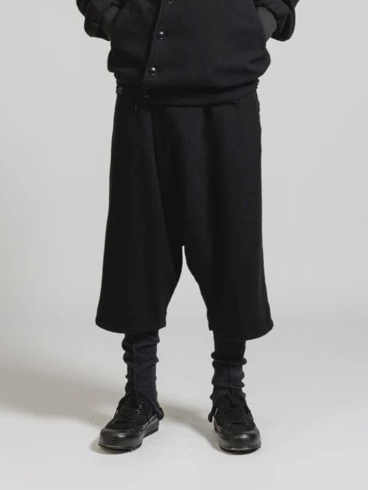 ウール縮絨 製品染め ショートパンツ - OBJECT DYE WOOL DROP CROTCH HALF PANTS LACK