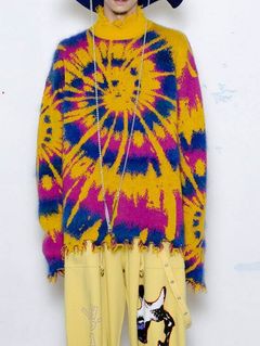 タイダイ ジャガード ニット - TIE DYE JACQUARD KNIT COLLAB WITH rurumu: - YELLOW × PURPLE × BLUE