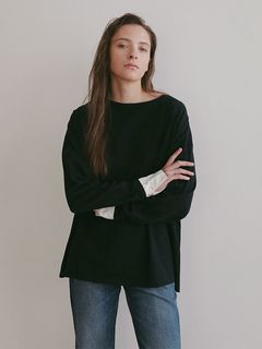 スリークラインカフスロンTee / カットソー (BLACK)