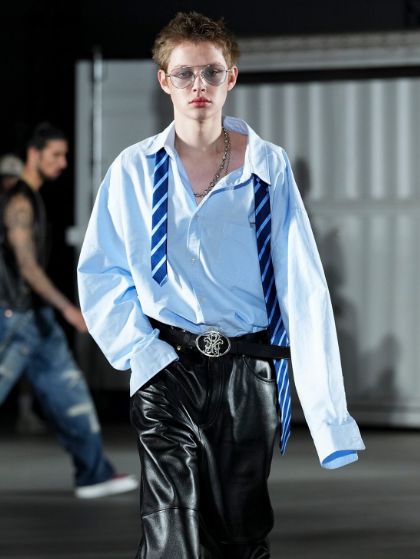 オーバーサイズ オックスフォードシャツ - Oversized Oxford Shirt (BLUE)