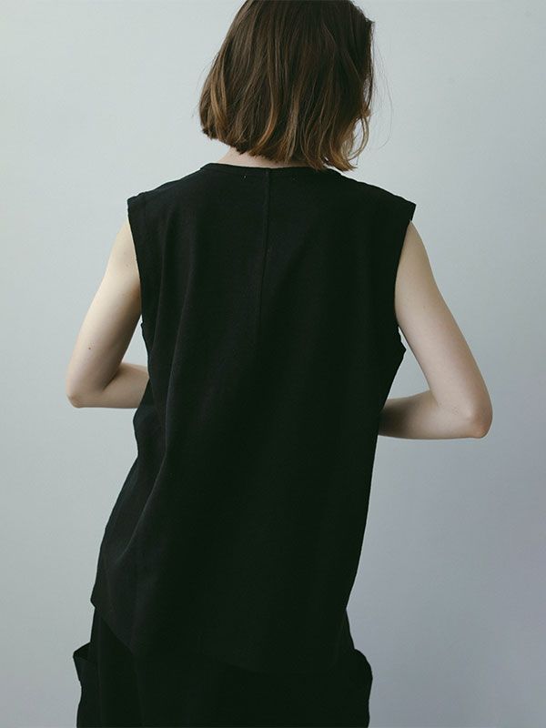 ヘンプコットンスリーブレスプルオーバー - BLACK