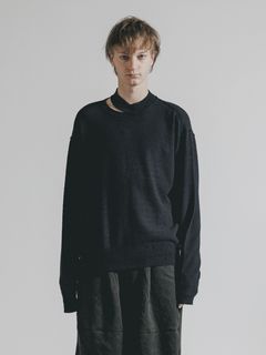 デザイン スウェットプルオーバー - HIGH-GAUGE SWEATER (BLACK)