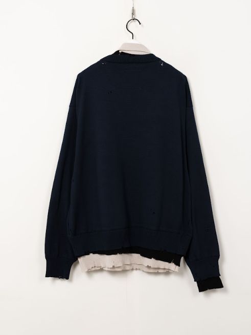トリプルレイヤードニットプルオーバー - TRIPLE LAYRED KT PO (NAVY)