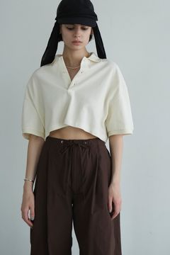 クロップド ポロ シャツ -  CROPPED POLO TOPS - IVORY