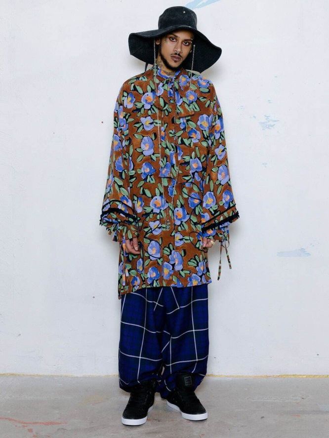 タータンチェック ワイドパンツ -WIDE BONDAGE PANTS BRITISH TARTAN - PURPLE TARTAN