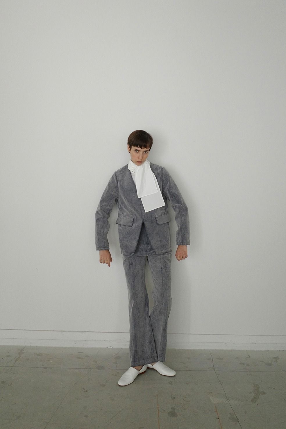 ハイウエスト フロッキーパンツ | FLOCKY CENTER PRESS PANTS（BLACK)