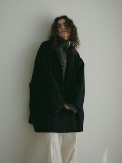ウールリバーコクーンコート - BLACK