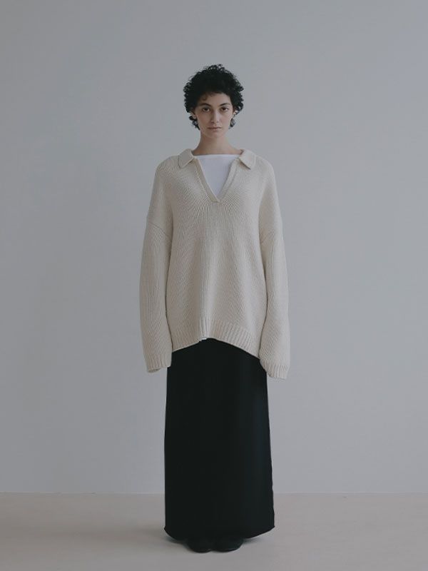 ダブルフェイスIラインスカート (BLACK)