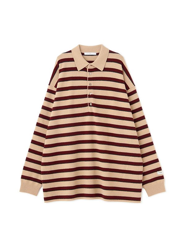 マルチボーダーニットポロ (BEIGE)