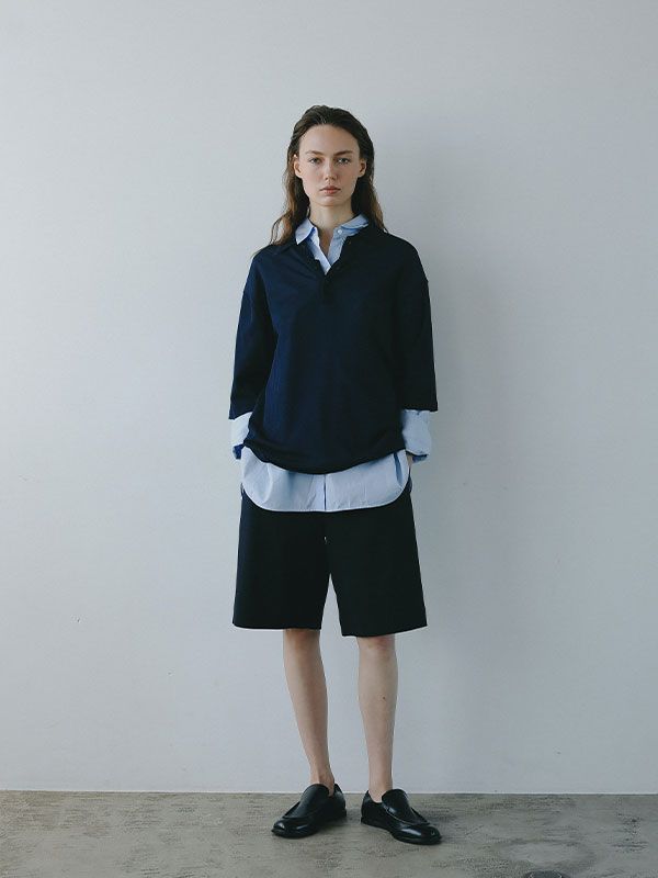 ハーフスリーブニットポロ - NAVY