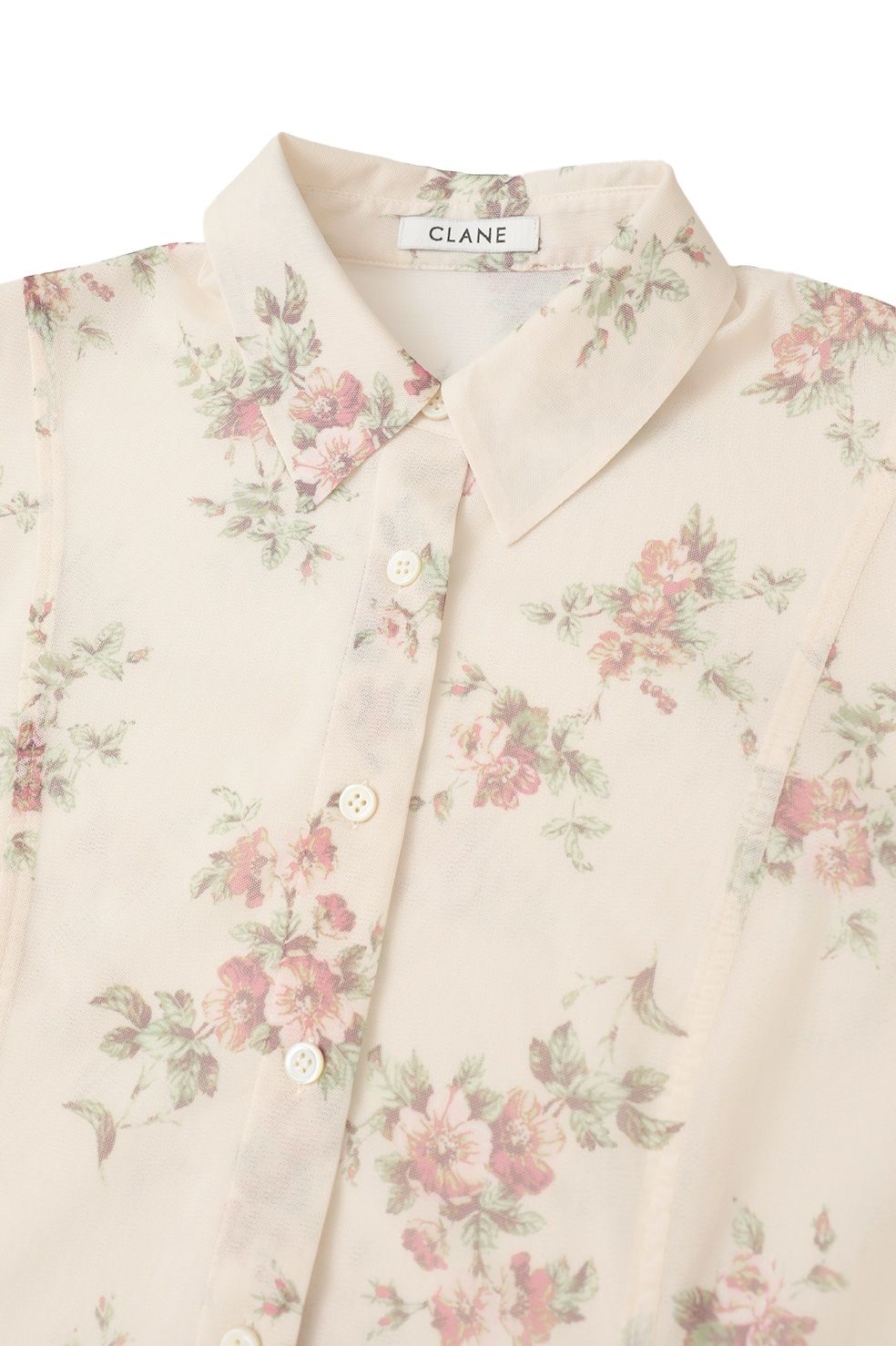 チュールフローラルシャツ - FLOWER SIDE HOLE SHIRTS (BEIGE)