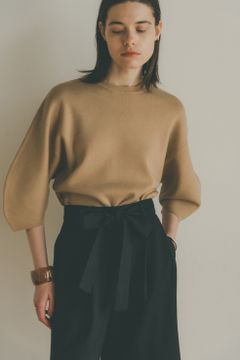 バルーンスリーブトップス - BALLOON SLEEVE KNIT TOPS - BEIGE