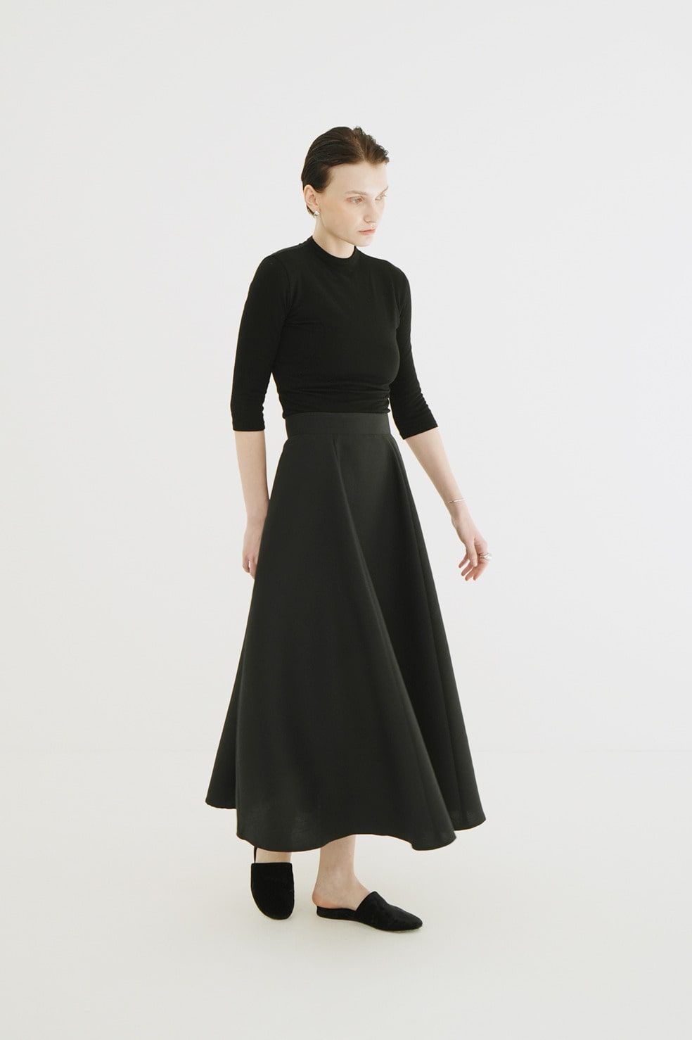 ボリュームフレアスカート -  VOLUME FLARE SKIRT (BLACK)