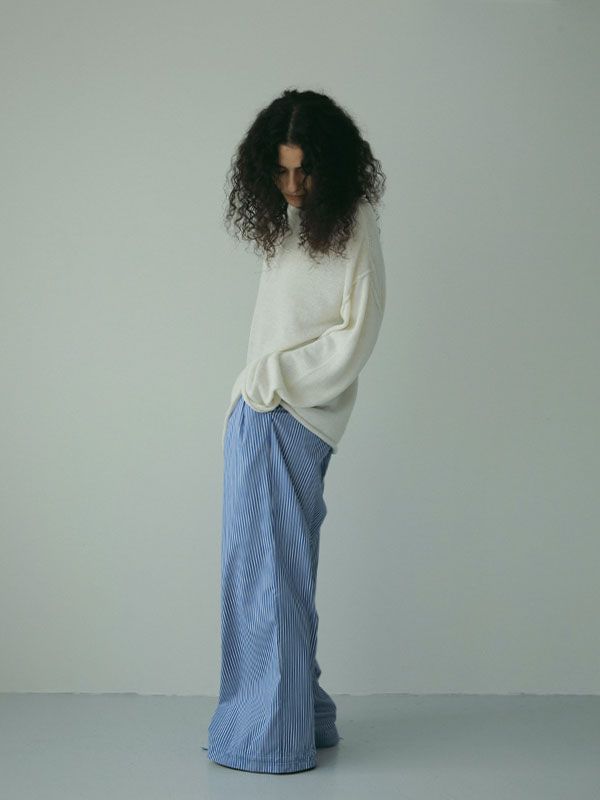 ロールエンドリネンニットプルオーバー - OFF WHITE