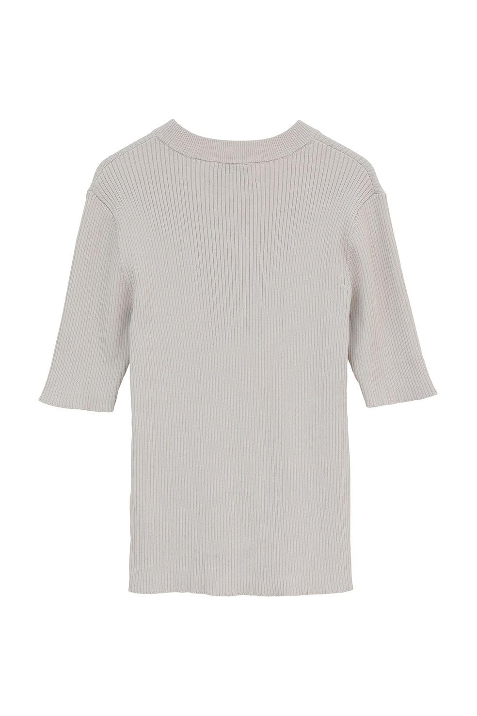 ハイネック 半袖リブニットトップス - H/N HALF SLEEVE RIB KNIT TOPS (IVORY)