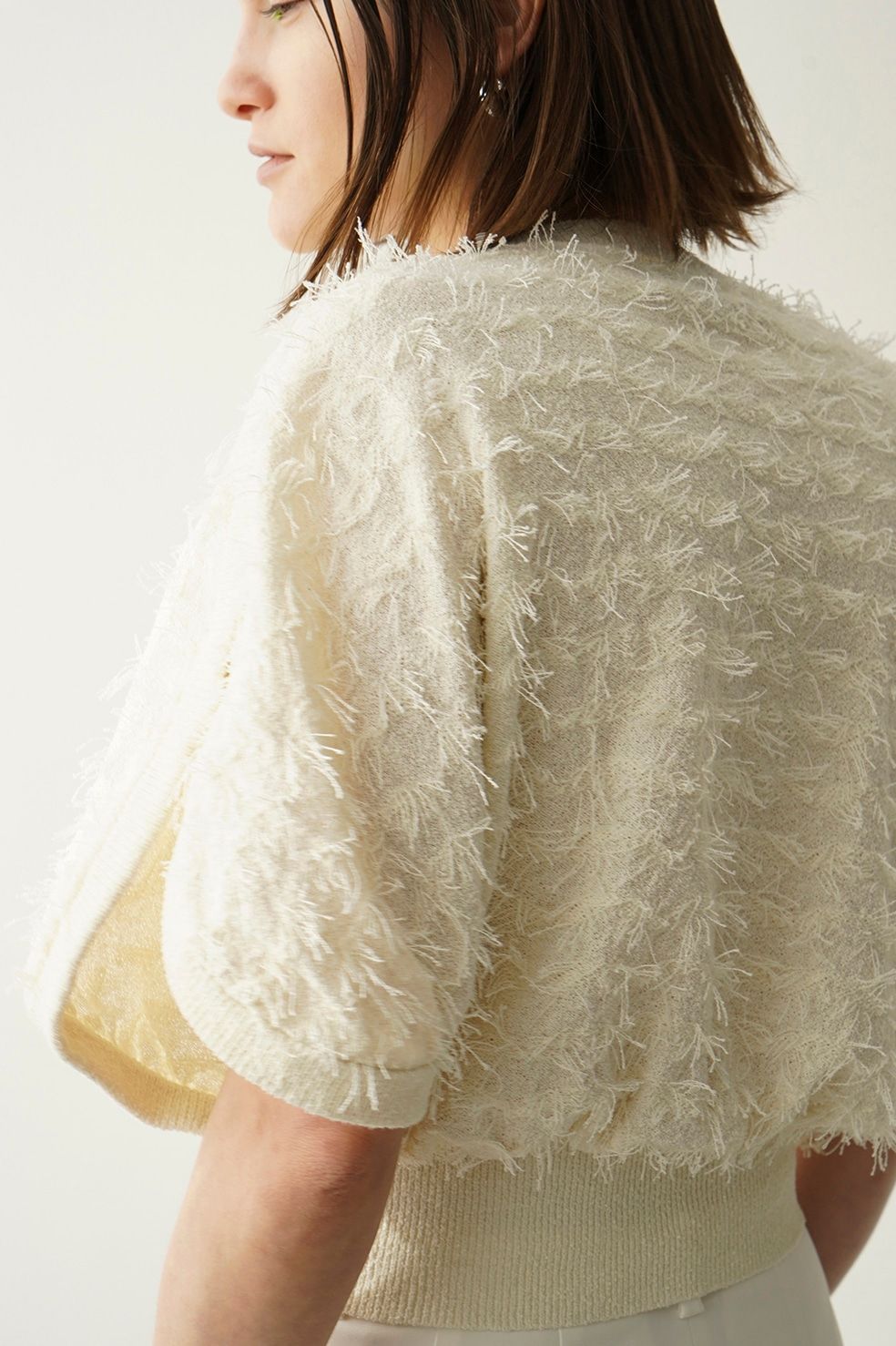 CLANE - フリンジ アーチ スリーブ ニット トップス - FRINGE ARCH SLEEVE KNIT TOPS- WHITE |  ADDICT WEB SHOP