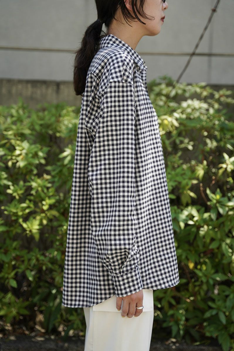 トーマスメイソン ブロックチェックネル レギュラーシャツ - T.M. L/S BLOCK CHECK SHIRT - BLACK