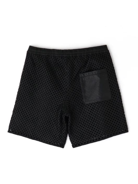 レザーショートパンツ -  MACRAME LEATHER SHORT PANTS - Goat leather -