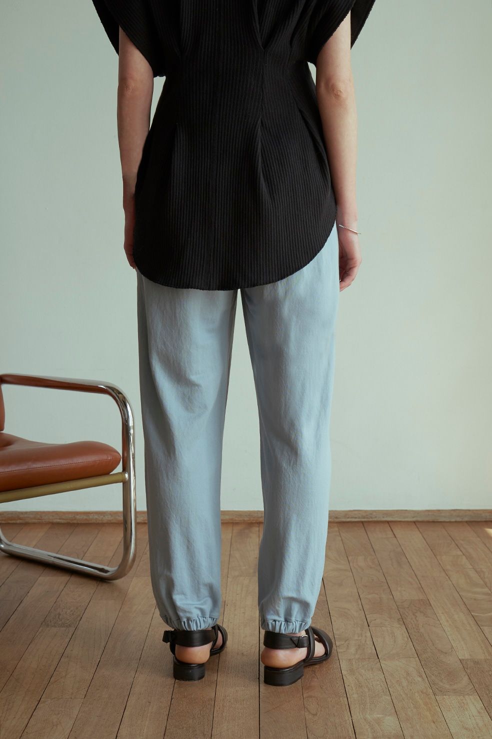 ギャザージャージパンツ - HEM GATHER JERSEY PANTS BLUE