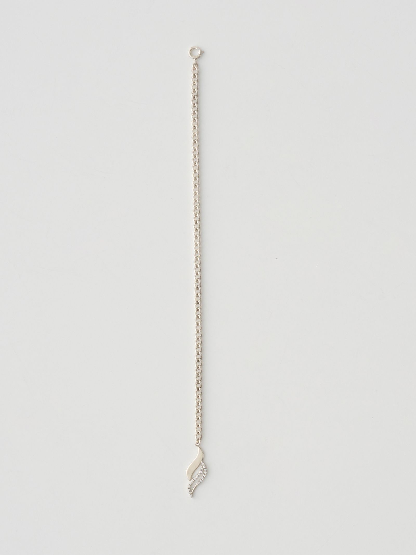 【17.5cm】 ストーン付きチェーンブレスレット - S CHAIN BRACELET SILVER