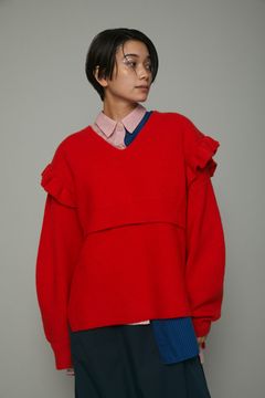 レイヤード フリル トップス  - Layered frill tops - ORANGE