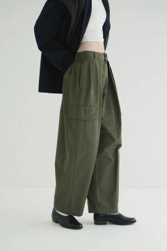 ワイドタックワークパンツ - WIDE TUCK WORK PANTS -  KHAKI