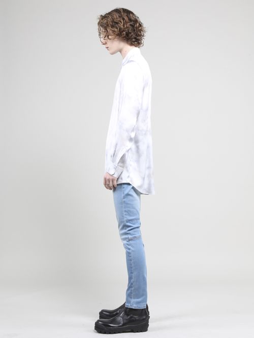 スーパーハイパワーデニム ビンテージアイスブリーチJUSTINデニムパンツ - Vintage Blue JUSTIN Denim Pants - SAXE